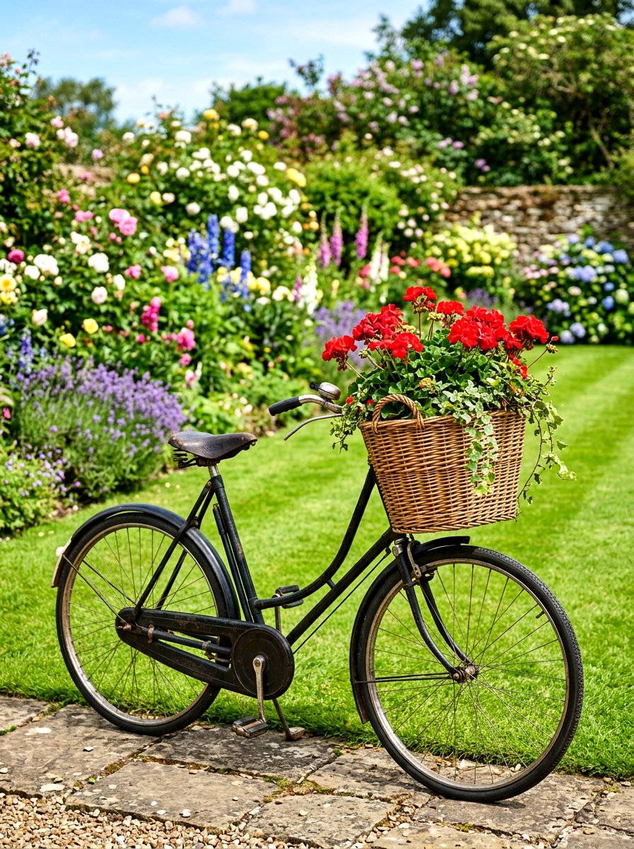 Antique bicycle planter - 30 stoop decor ideas