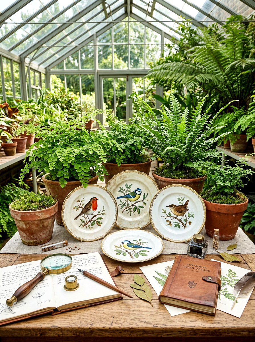 Antique botanical study tablescape - 30 vintage tablescape ideas