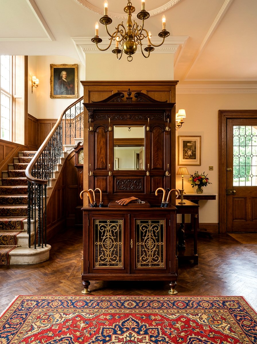 Antique brass accented umbrella cabinet - 30 umbrella cabinet ideas