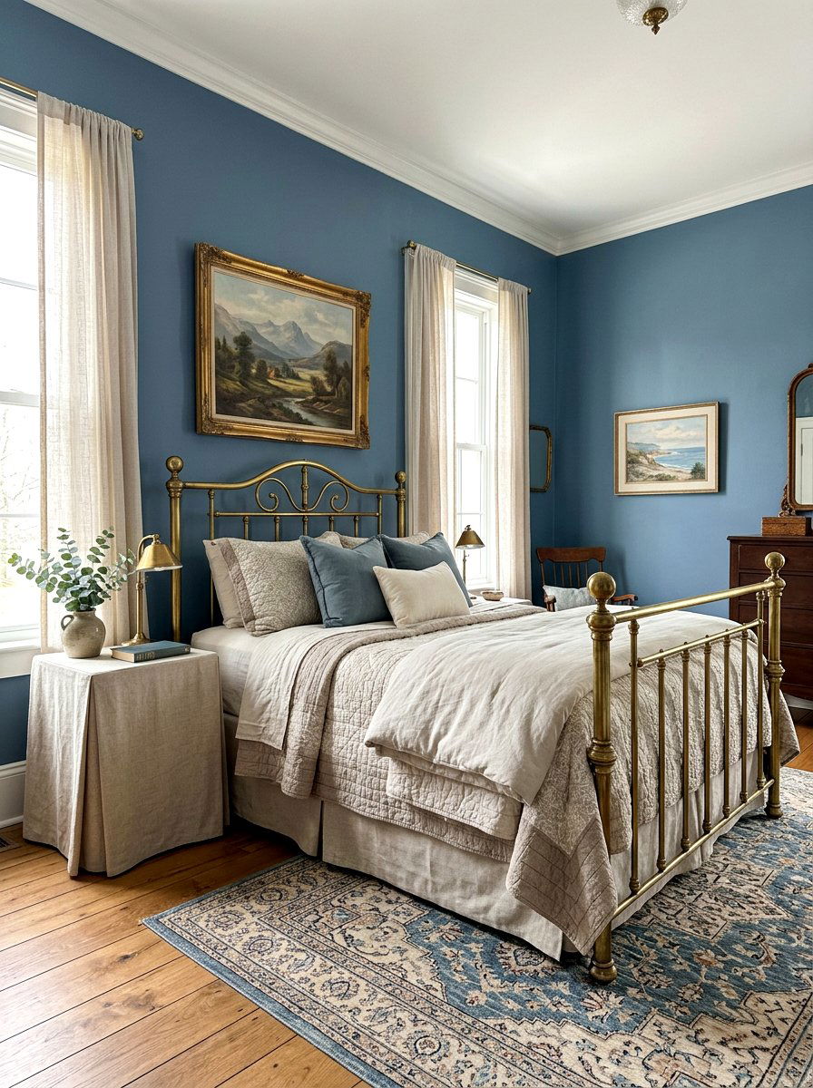 Antique brass bed - 30 English country bedroom ideas