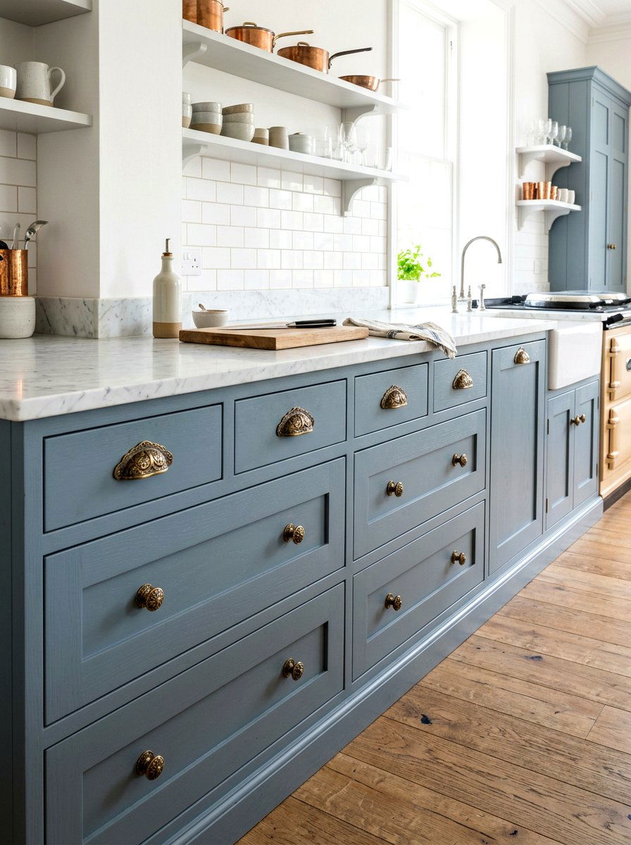 Antique brass cabinet hardware - 30 French country kitchen ideas