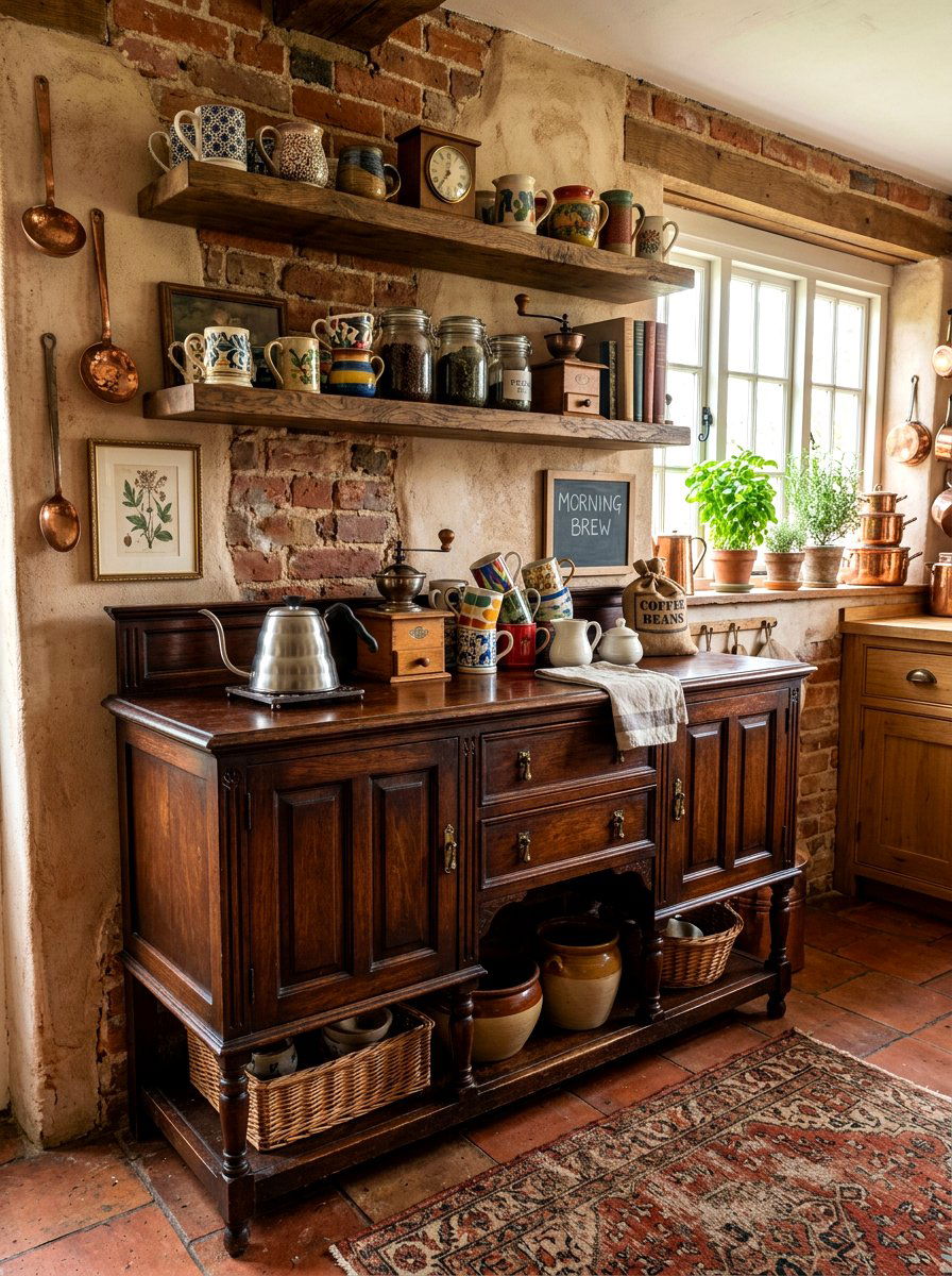 Antique coffee pantry sideboard - 30 coffee pantry wall ideas