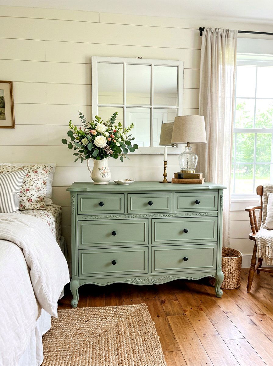 Antique dresser makeover - 30 farmhouse bedroom ideas