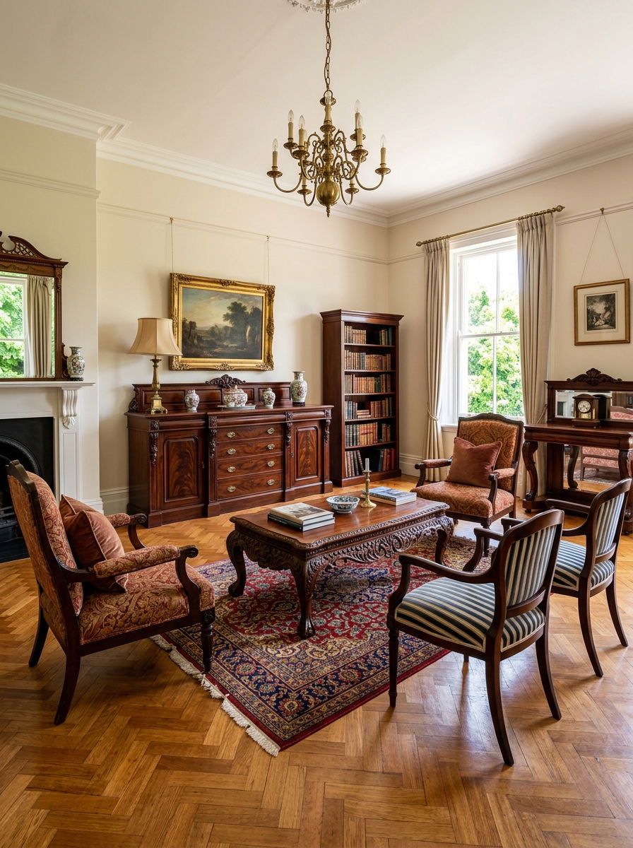 Antique furniture lounge - 30 heritage lounge room ideas