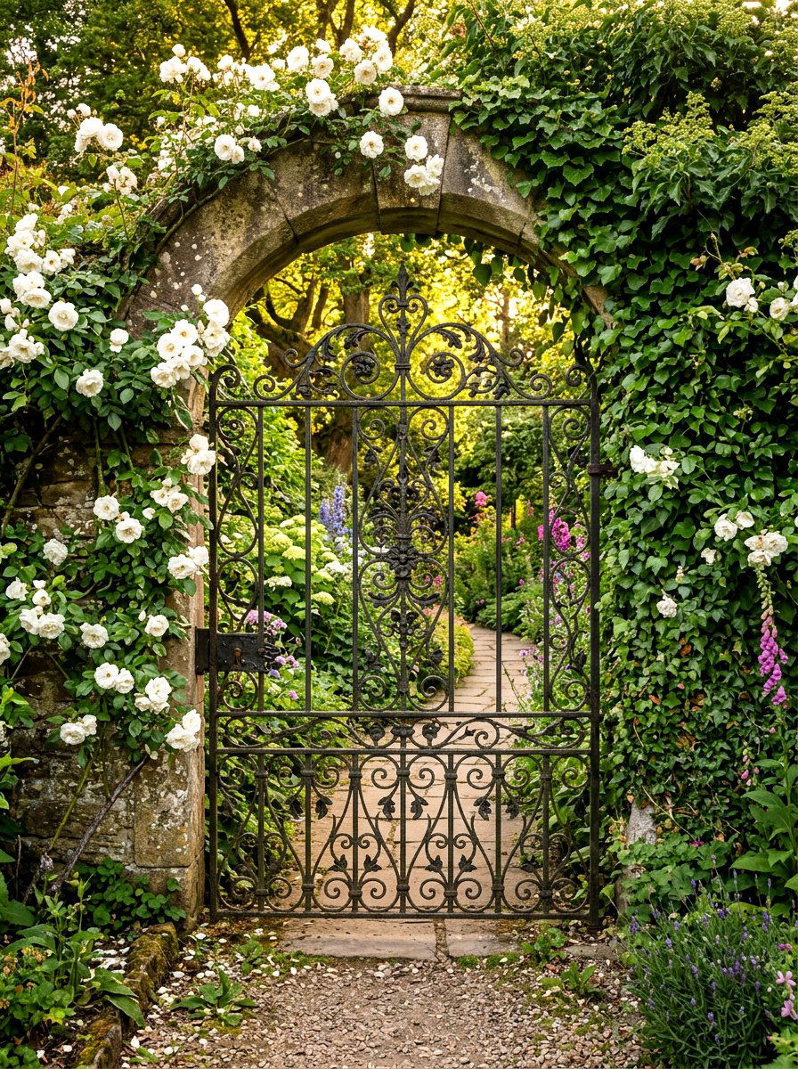 Antique garden gates - 30 vintage garden decor ideas