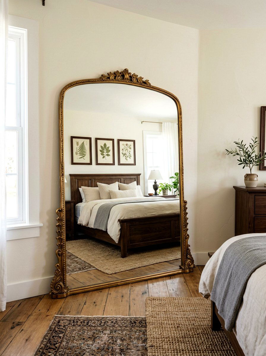 Antique gold mirror - 30 light academia bedroom ideas