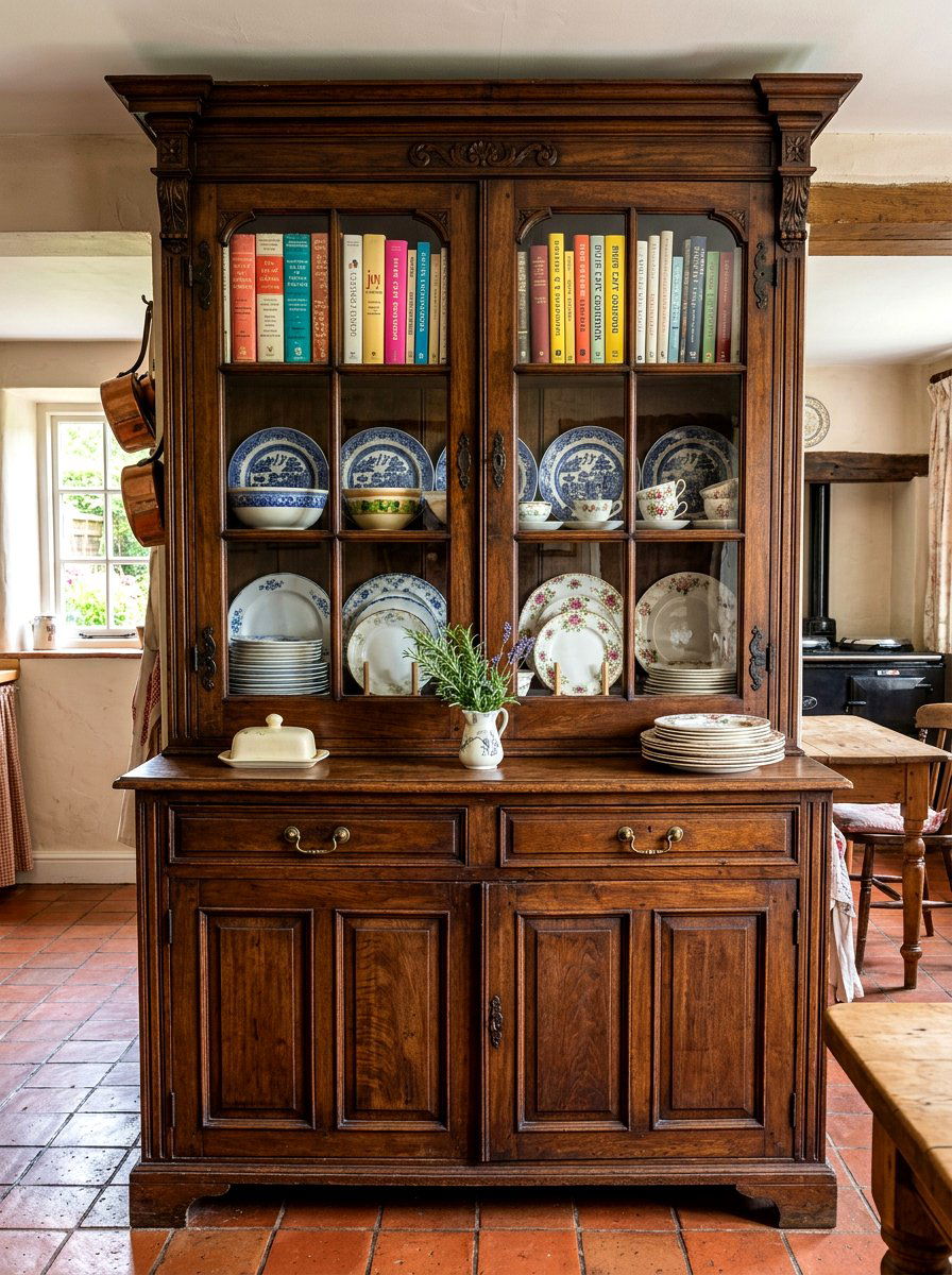 Antique hutch book display - 30 cookbook shelf kitchen ideas