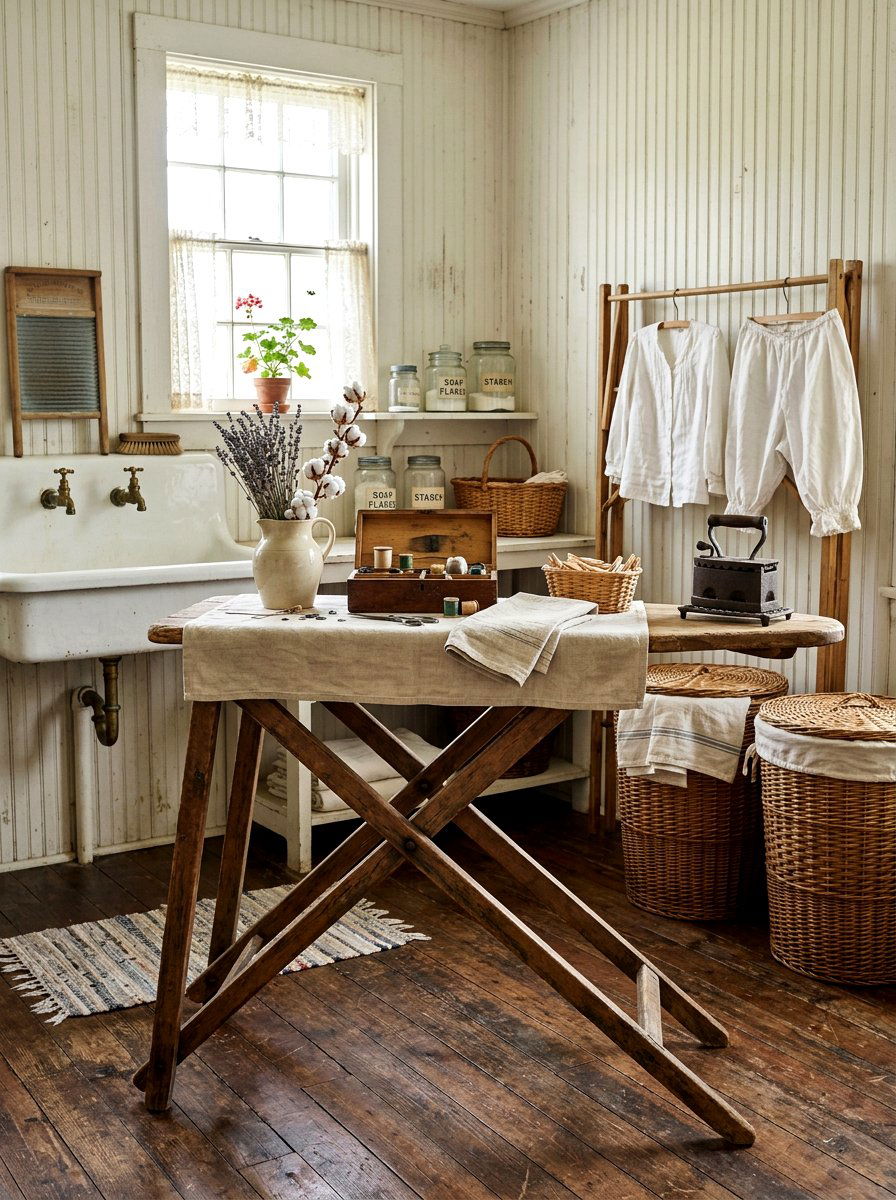 Antique ironing board laundry room - 30 vintage laundry room ideas