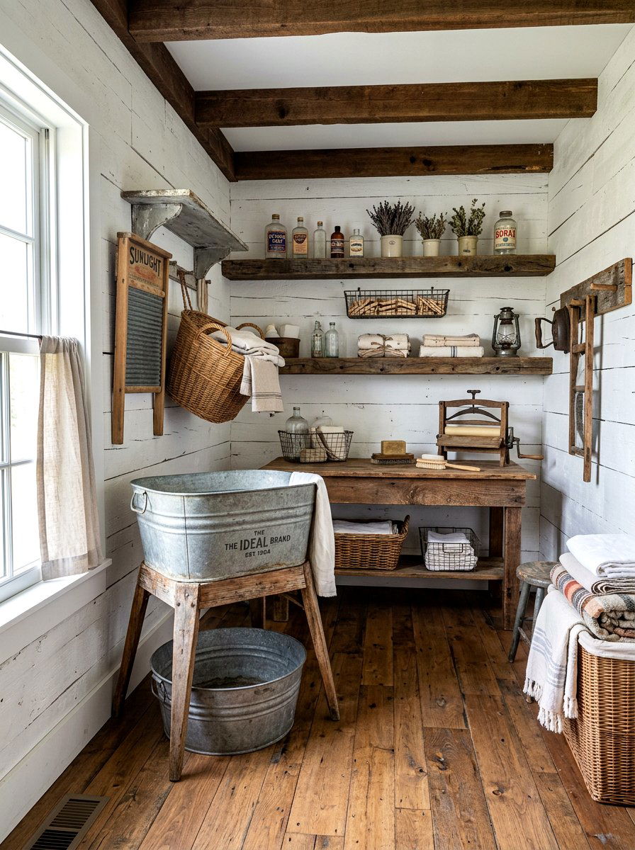 Antique laundry room decor - 30 farmhouse laundry room ideas