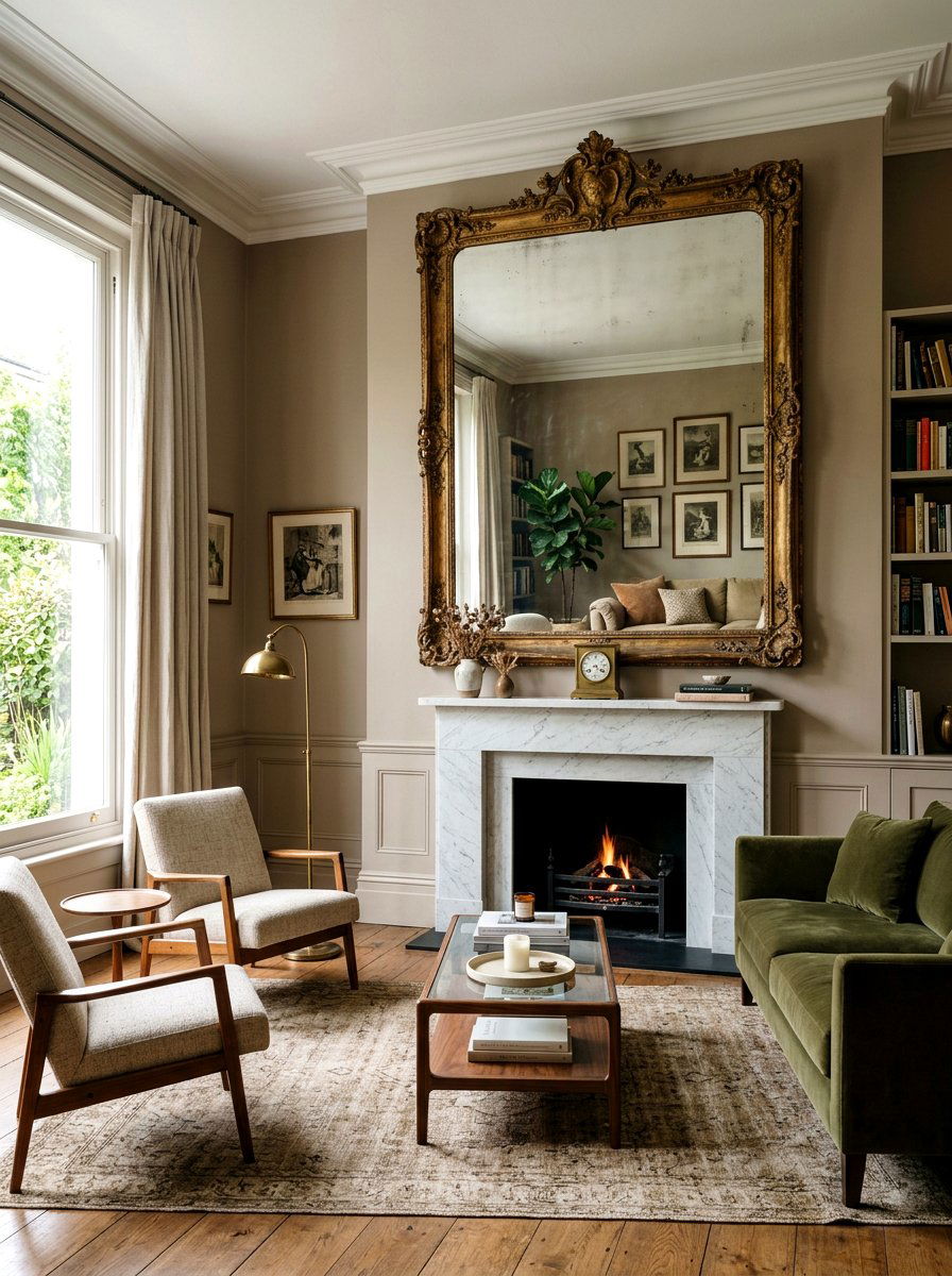 Antique mirror living room - 30 quiet luxury living room ideas