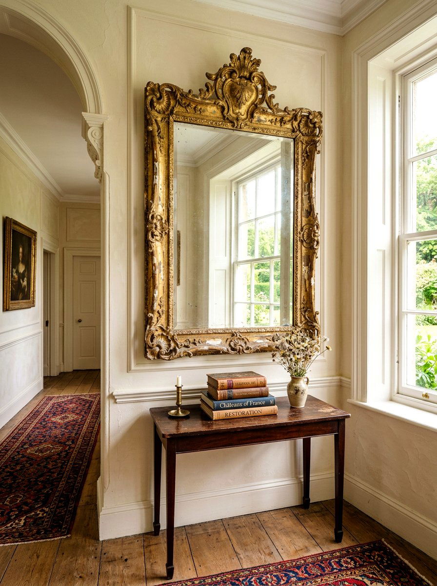 Antique wall mirror - 30 shabby chic decor ideas