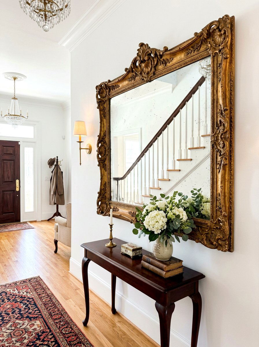 Antique wall mirror - 30 flea market decor ideas