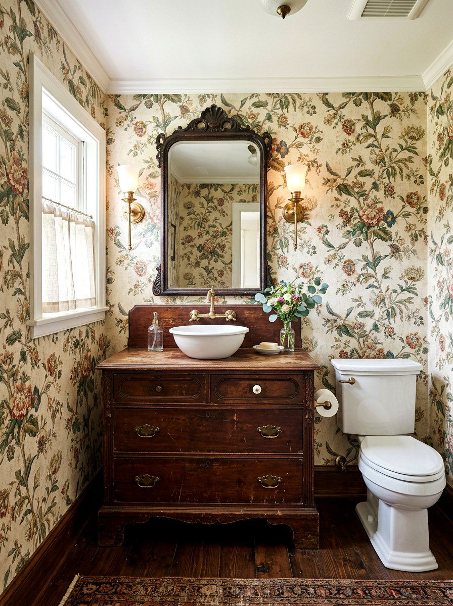 Antique washstand vanity - 30 traditional powder room ideas