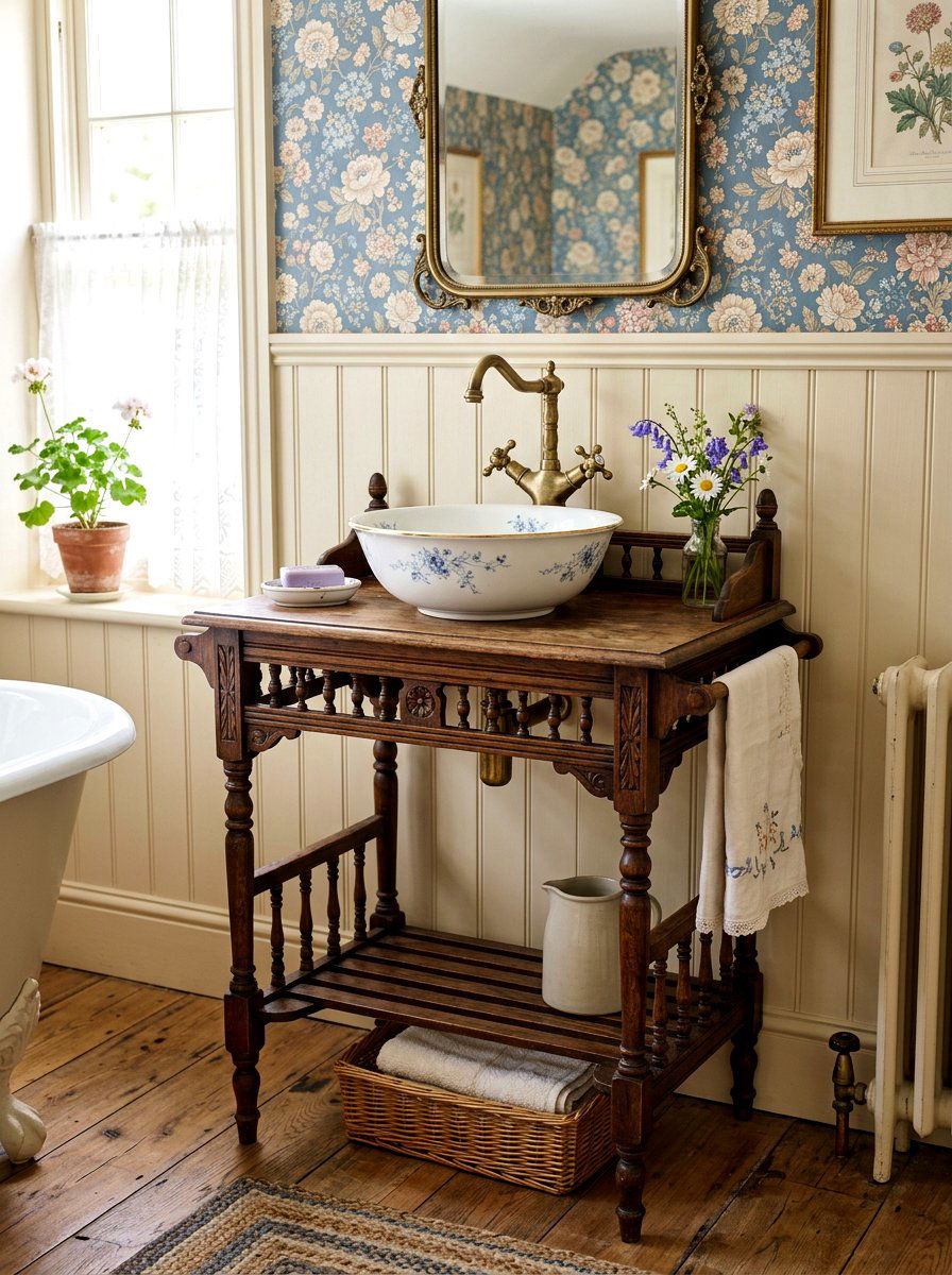 Antique washstand vanity - 30 powder room vanity ideas