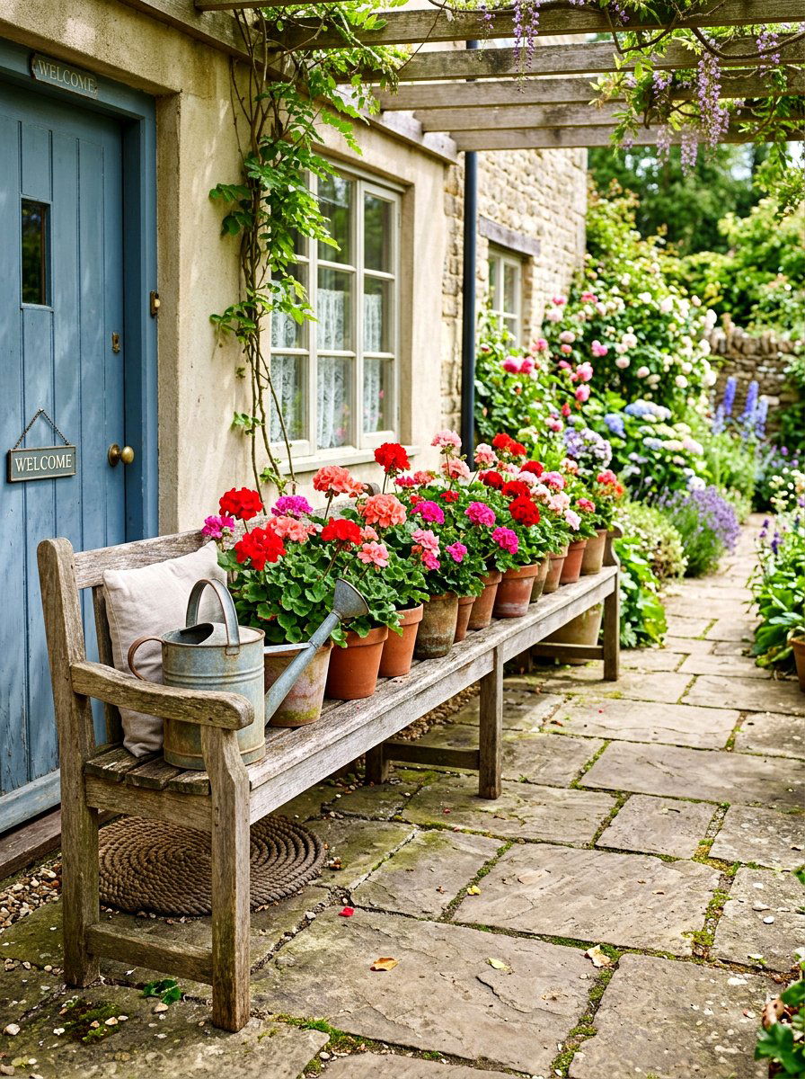 Antique wooden bench - 30 country porch decor ideas