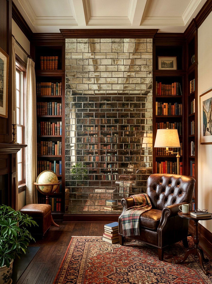 Antiqued Mirror Glass Tiles - 30 mirror wall small room ideas