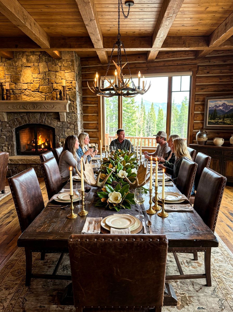 Antler And Greenery Display - 30 rustic table centerpiece ideas
