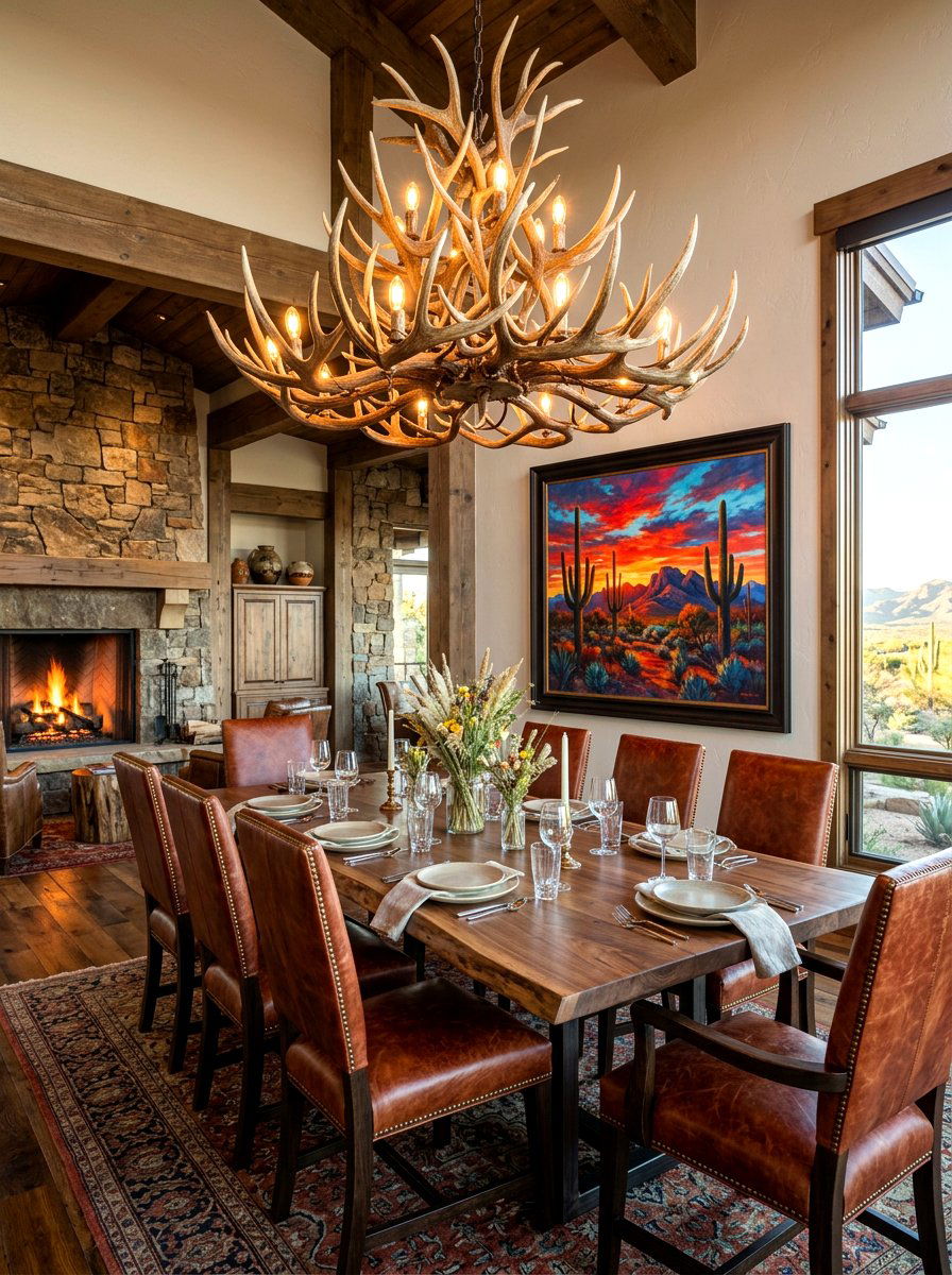 Antler Chandelier Dining Room - 30 western home decor ideas