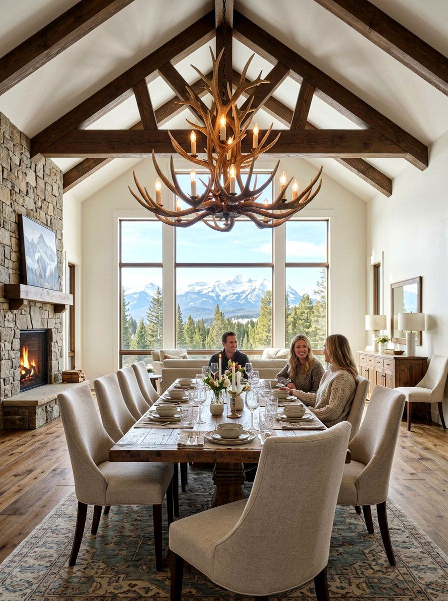 Antler Chandelier Lighting - 30 ski chalet decor ideas