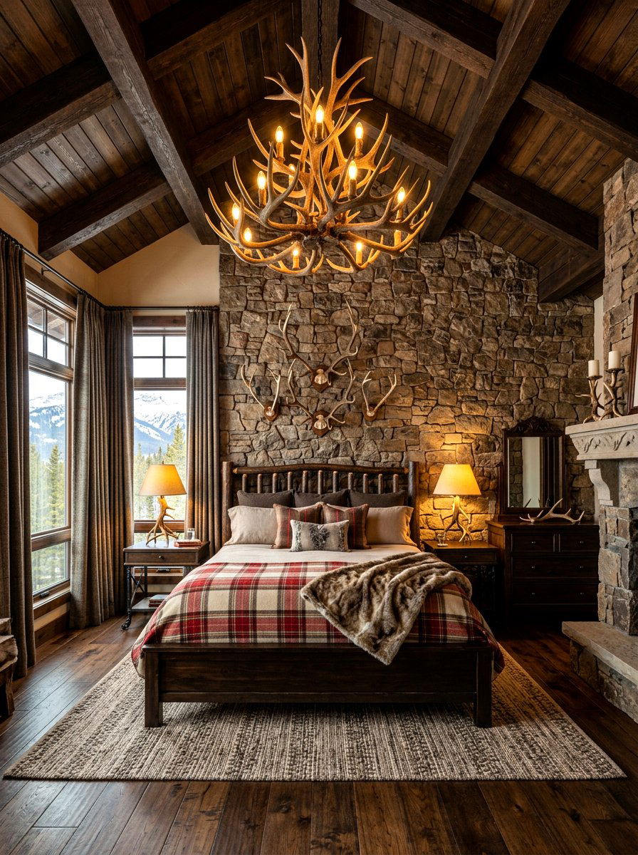 Antler Decor Feature Bedroom - 30 western bedroom ideas