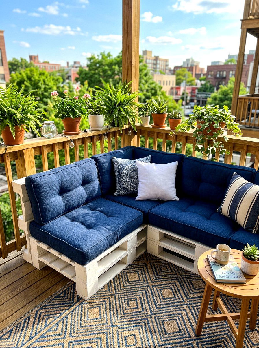 Apartment Balcony Pallet Sofa - 30 apartment balcony ideas