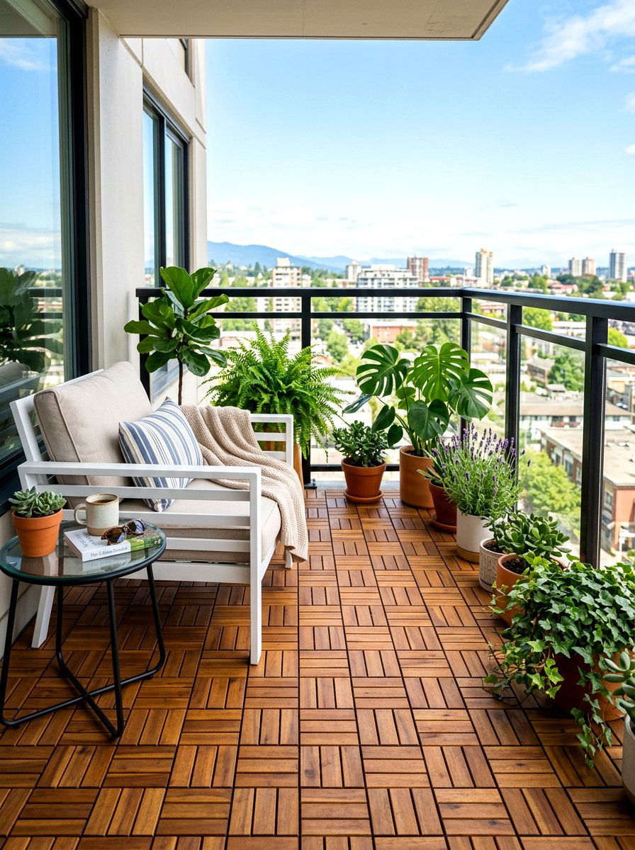 Apartment Balcony Wood Decking - 30 apartment balcony ideas