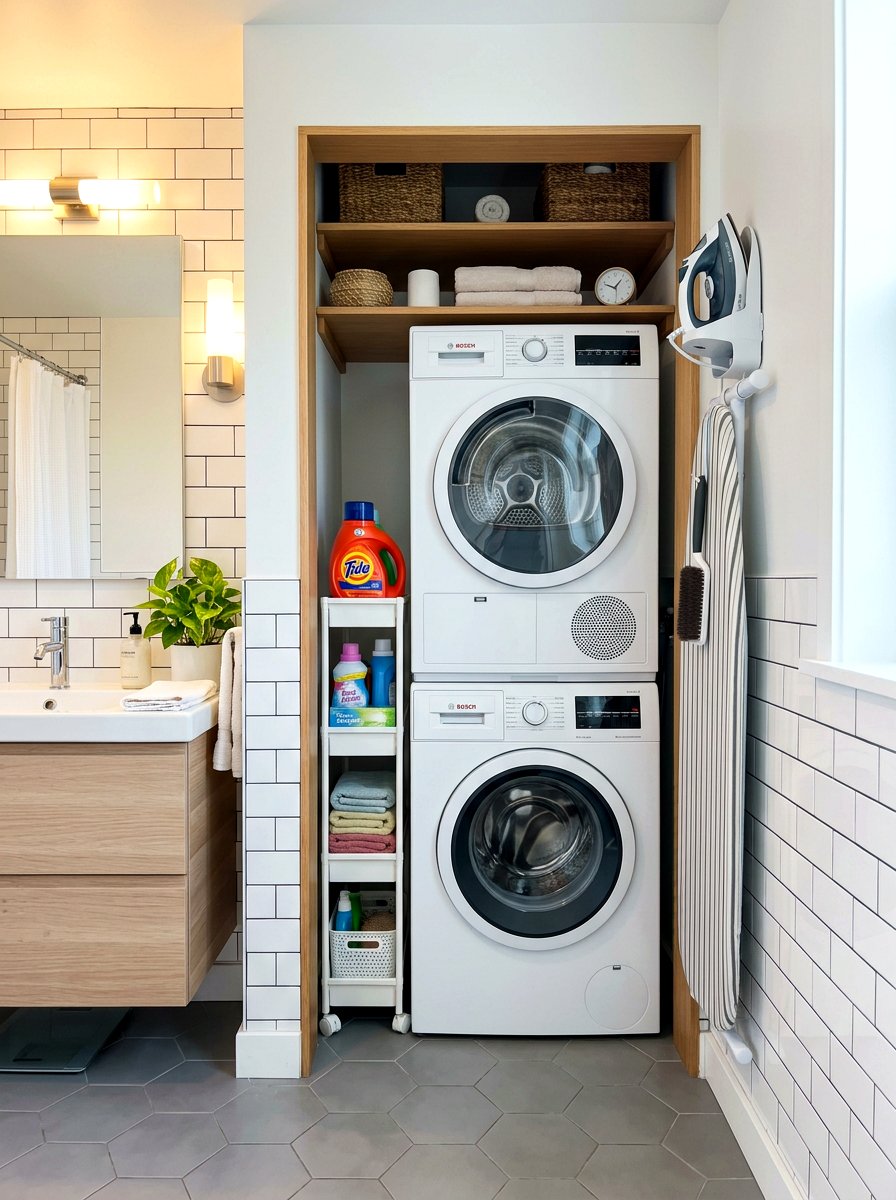 Apartment Laundry Closet - 30 stacked laundry closet ideas