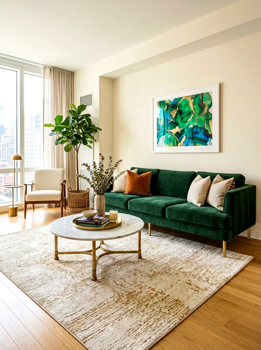 Apartment Velvet Sofa - 30 apartment decor ideas