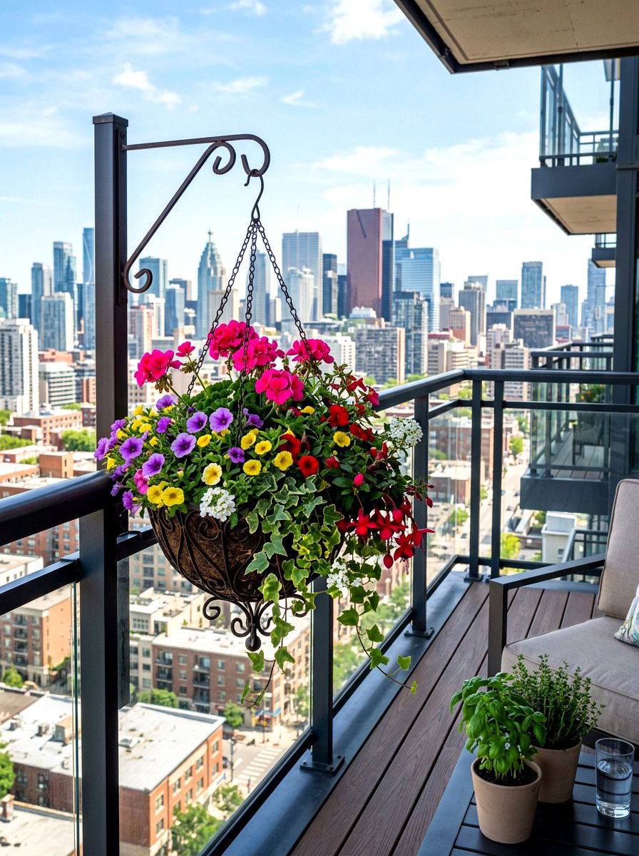 Apartment balcony hanging basket - 30 hanging flower basket ideas