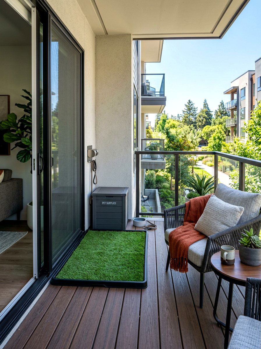 Apartment porch pet relief - 30 balcony pet potty area ideas