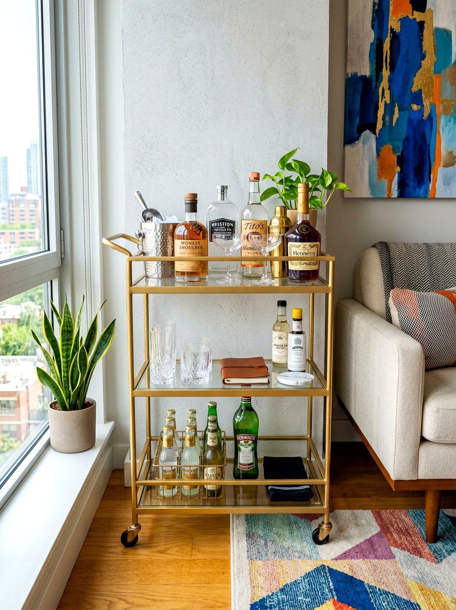 Apartment size bar cart - 30 cocktail nook ideas aesthetic