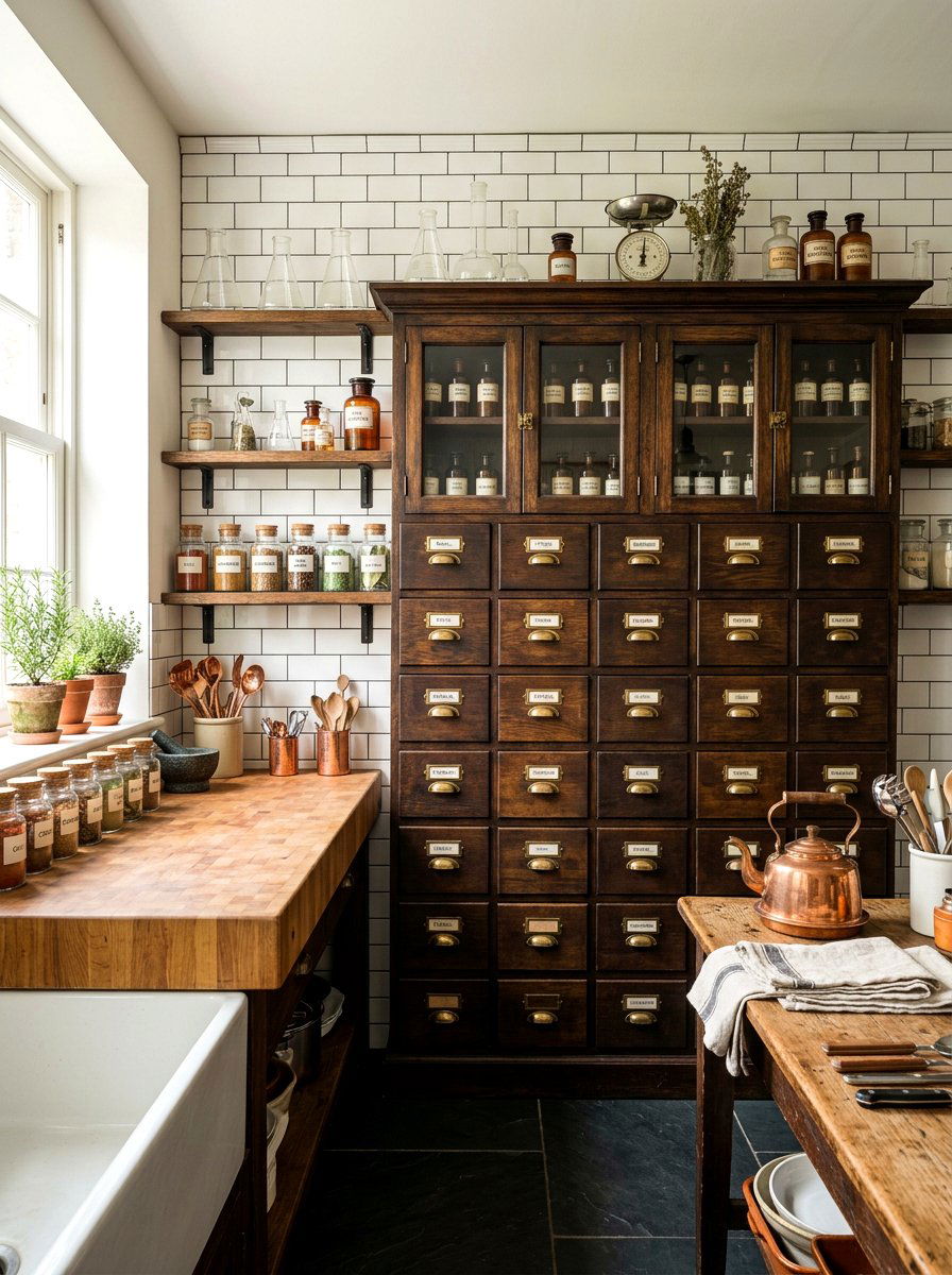 Apothecary Cabinet Kitchen - 30 vintage kitchen ideas