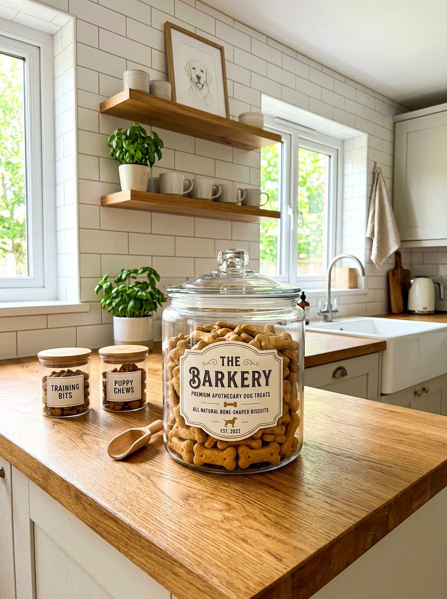 Apothecary Dog Treat Jar - 30 dog room storage ideas