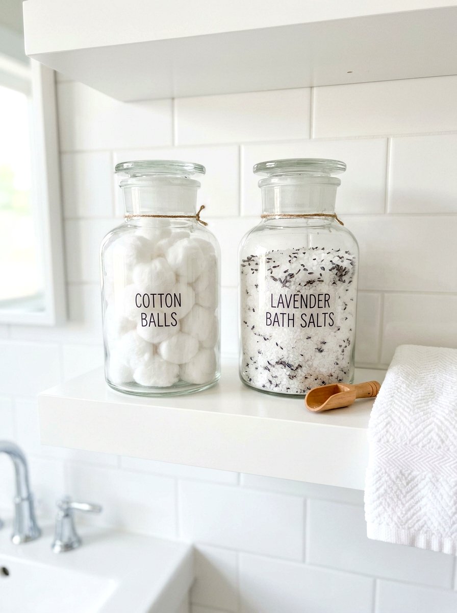 Apothecary Glass Jar - 30 winter bathroom styling ideas