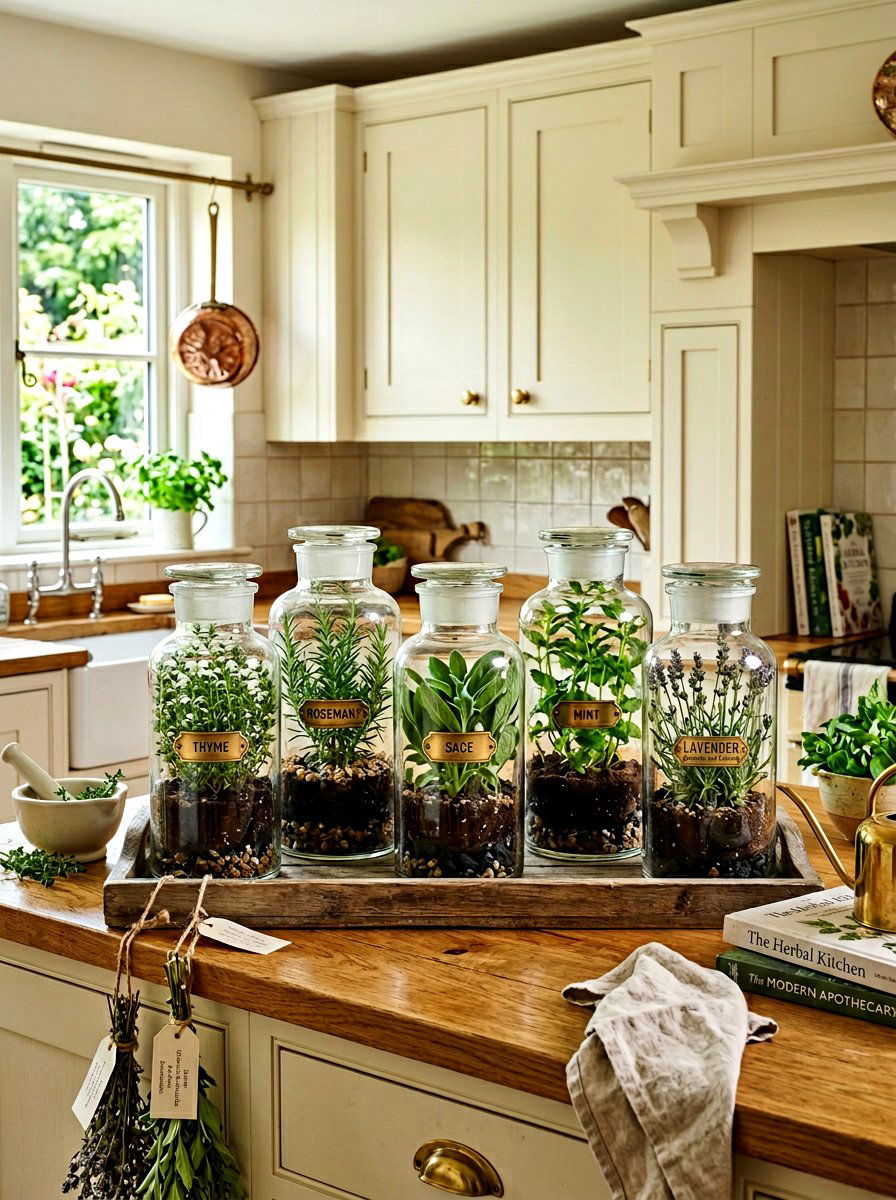 Apothecary Jar Garden - 30 herb planter ideas