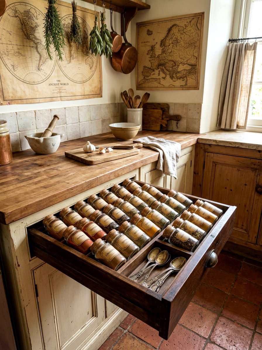 Apothecary Spice Jars - 30 spice drawer ideas