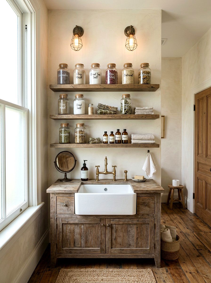 Apothecary Style Powder Room - 30 vintage powder room ideas