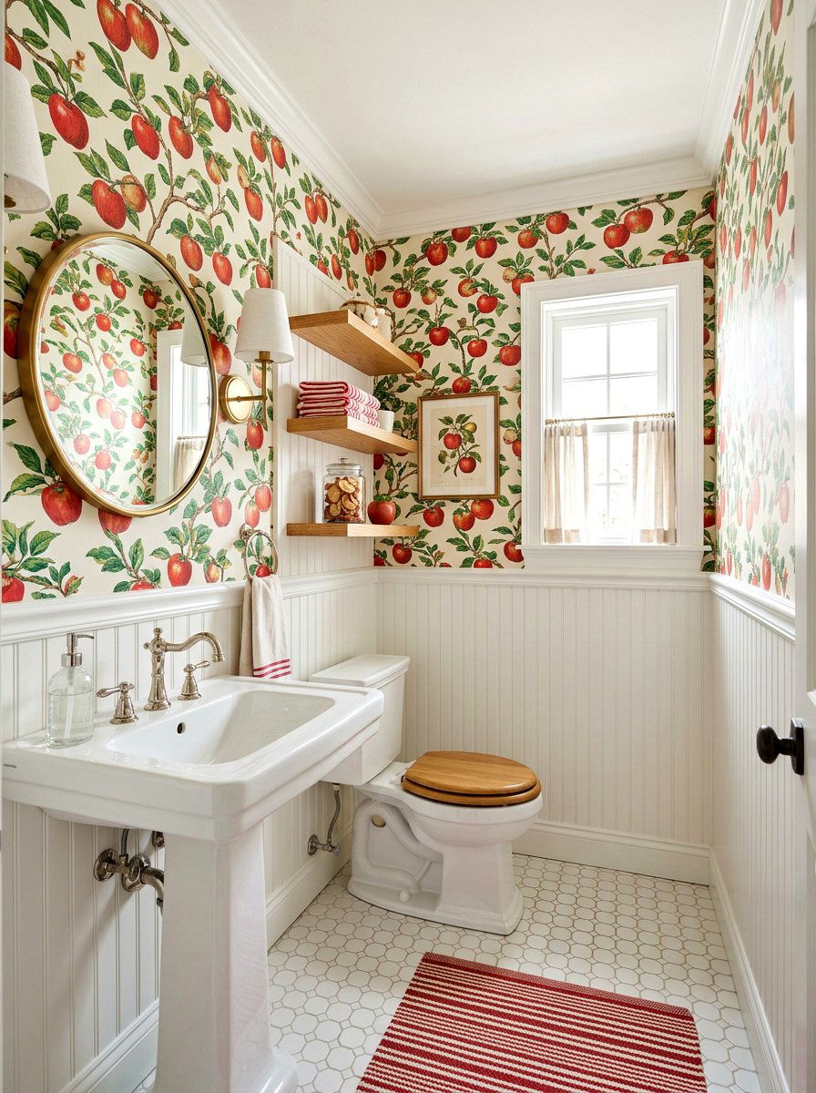 Apple Wallpaper - 30 fruit wallpaper powder room ideas