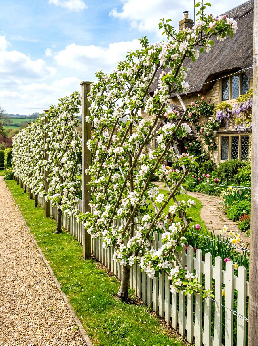 Apple tree Belgian fence - 30 espalier fruit tree ideas