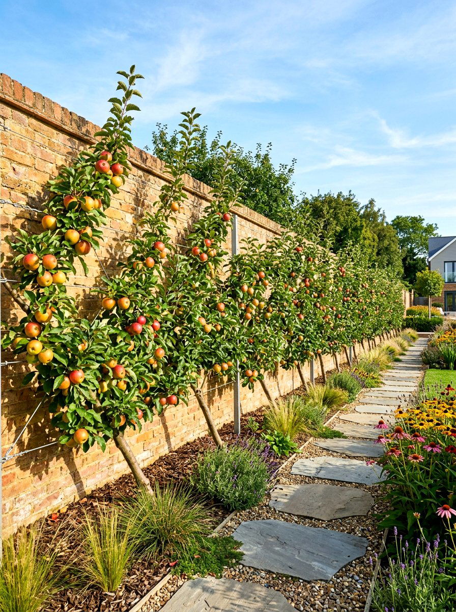 Apple tree oblique cordon - 30 espalier fruit tree ideas