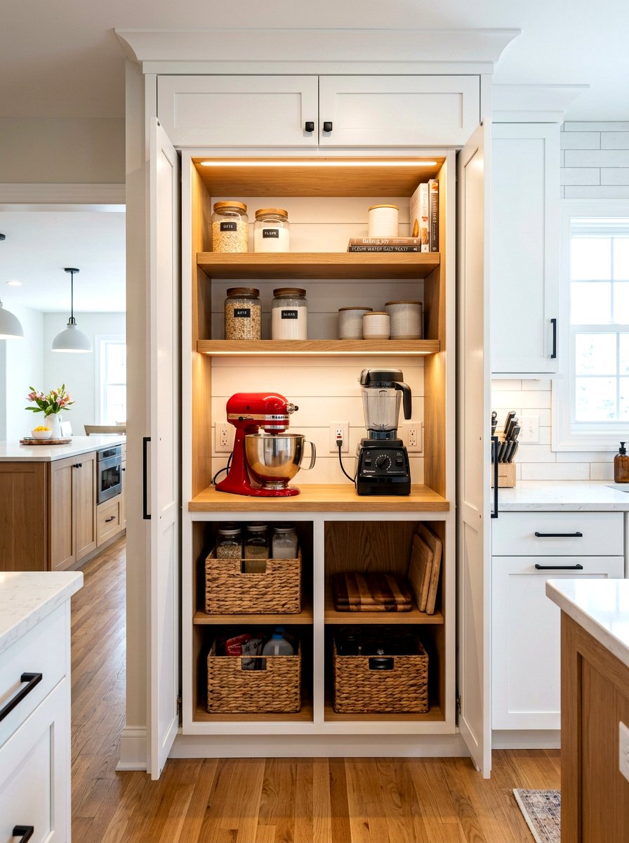Appliance garage pantry shelving - 30 farmhouse pantry shelving ideas