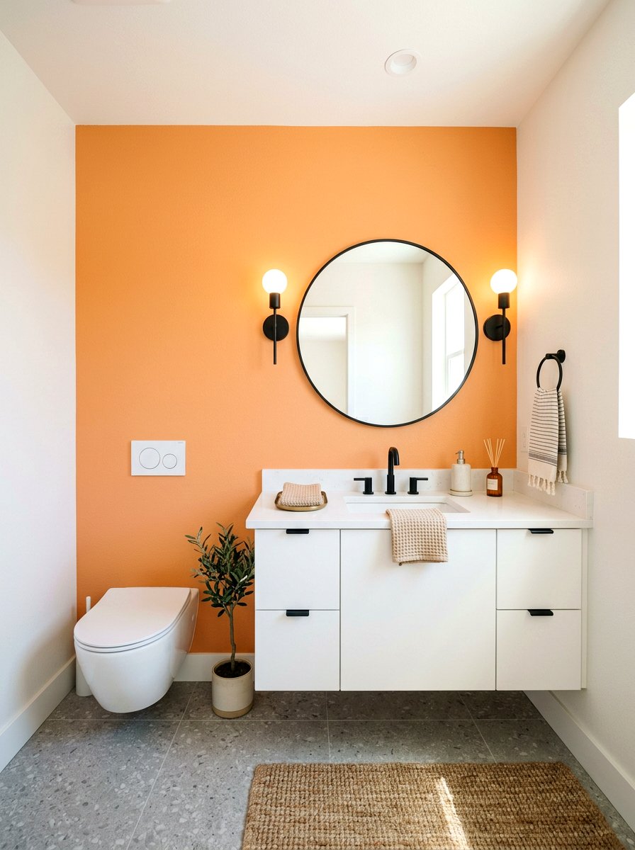 Apricot Accent Wall Powder Room - 30 apricot powder room ideas