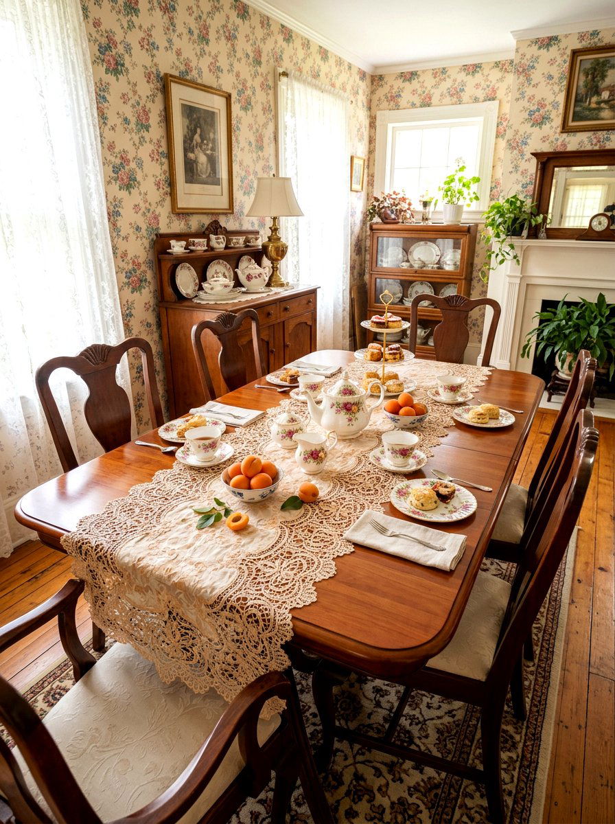 Apricot And Cream Lace Runner - 30 apricot table decor ideas