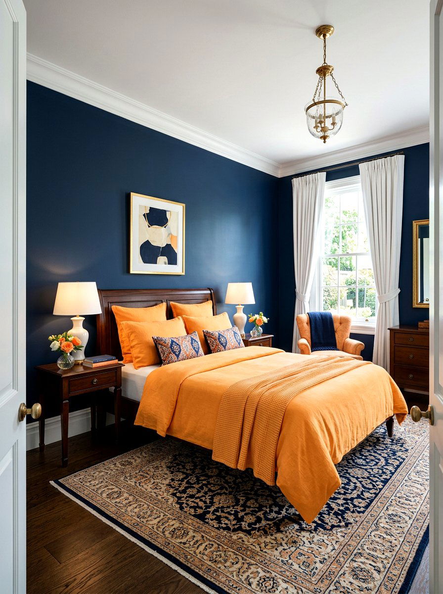 Apricot And Navy Blue Bedroom - 30 apricot bedroom ideas