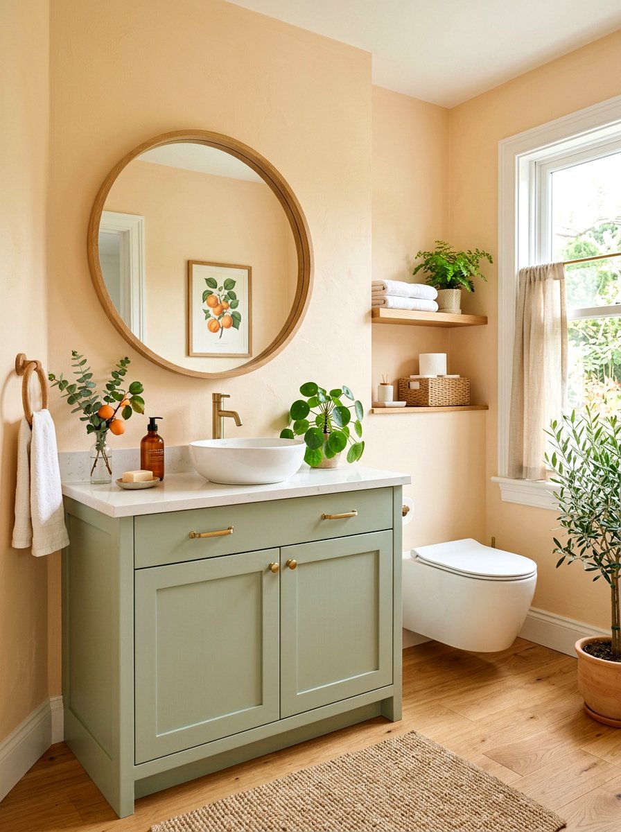 Apricot And Sage Green Powder Room - 30 apricot powder room ideas