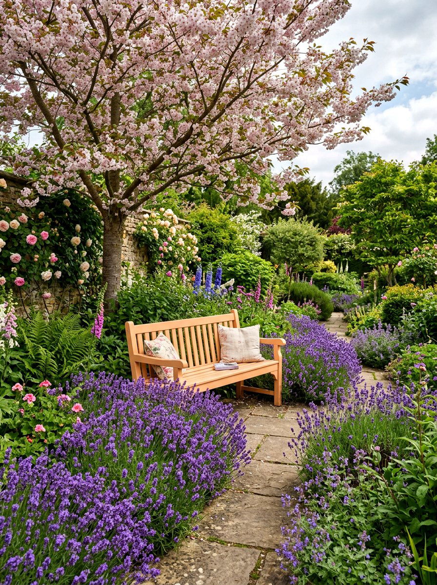 Apricot Garden Bench - 30 apricot patio ideas