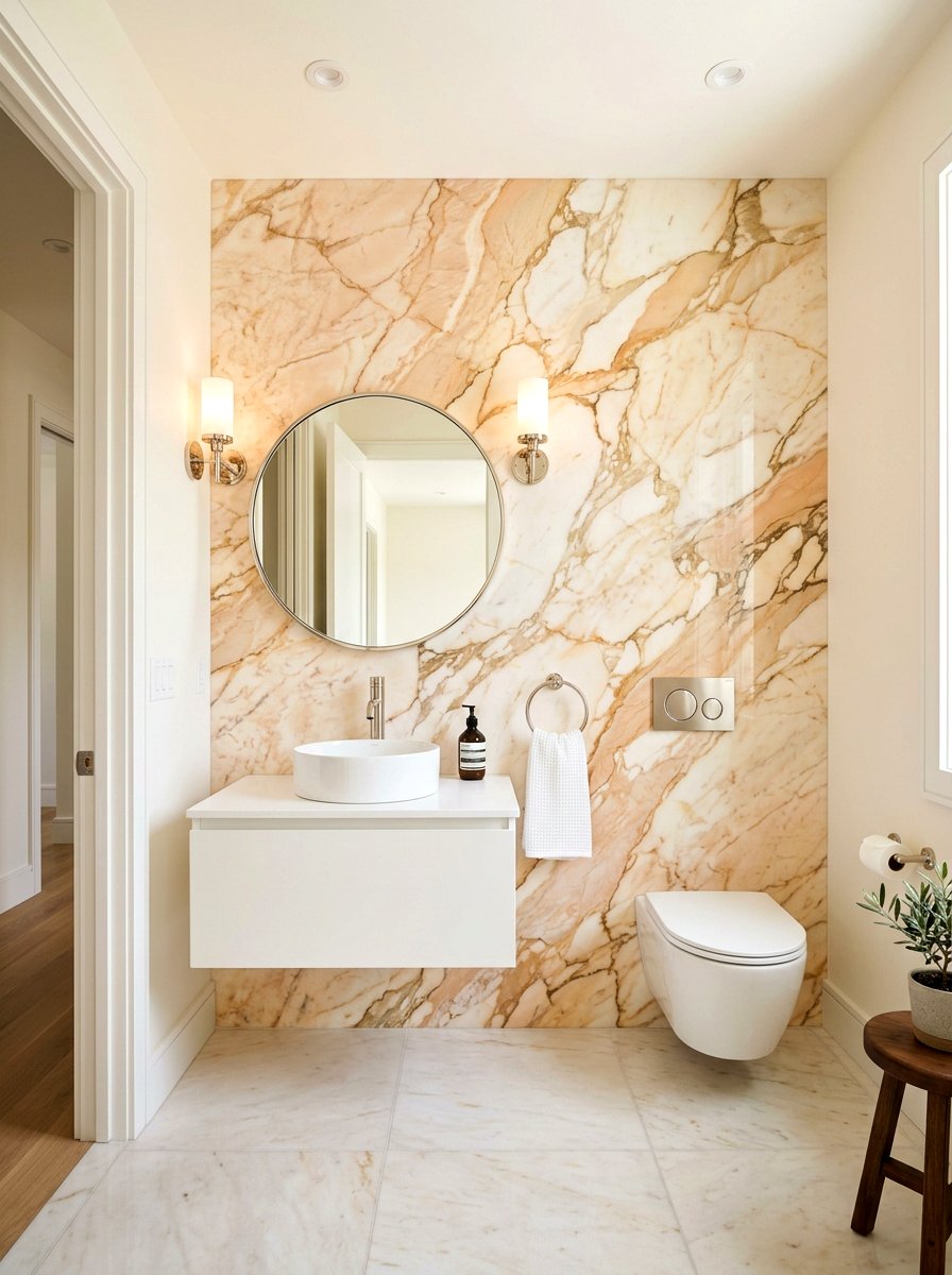 Apricot Marble Powder Room - 30 apricot powder room ideas