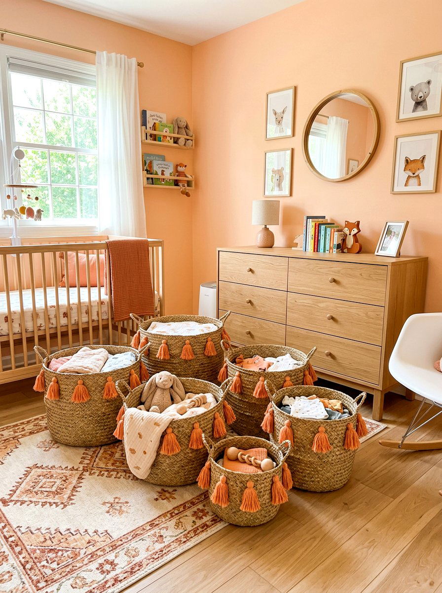 Apricot Nursery Baskets - 30 apricot nursery ideas