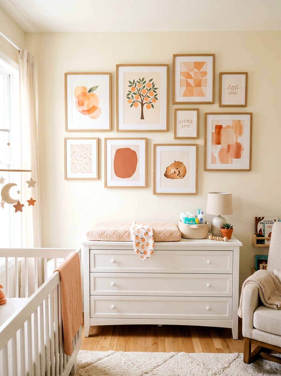 Apricot Nursery Gallery Wall - 30 apricot nursery ideas