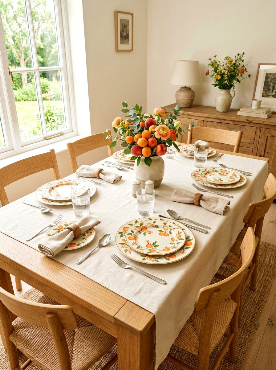 Apricot Patterned Dinnerware - 30 apricot table decor ideas